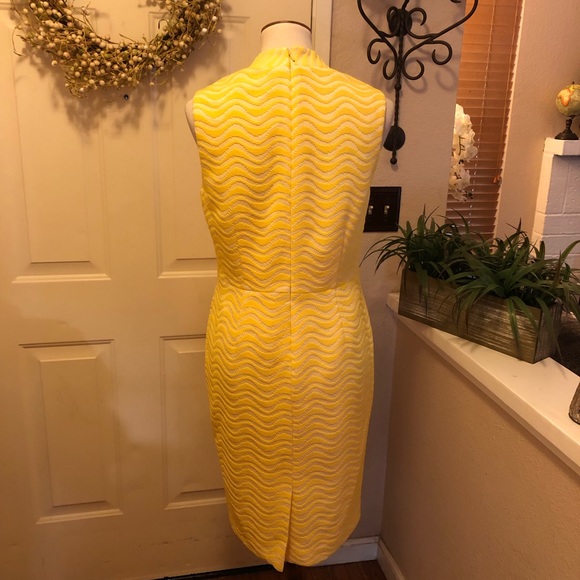 Albert Nipon Jacquard Yellow Dress & Jacket Suit - Picture 6 of 10